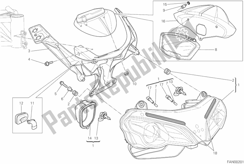 Toutes les pièces pour le Phare du Ducati Superbike 848 EVO Corse SE USA 2012